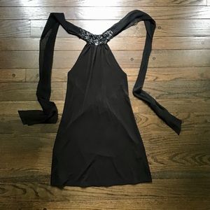 Alice + Olivia Leather Chain Mesh Tunic Halter Top